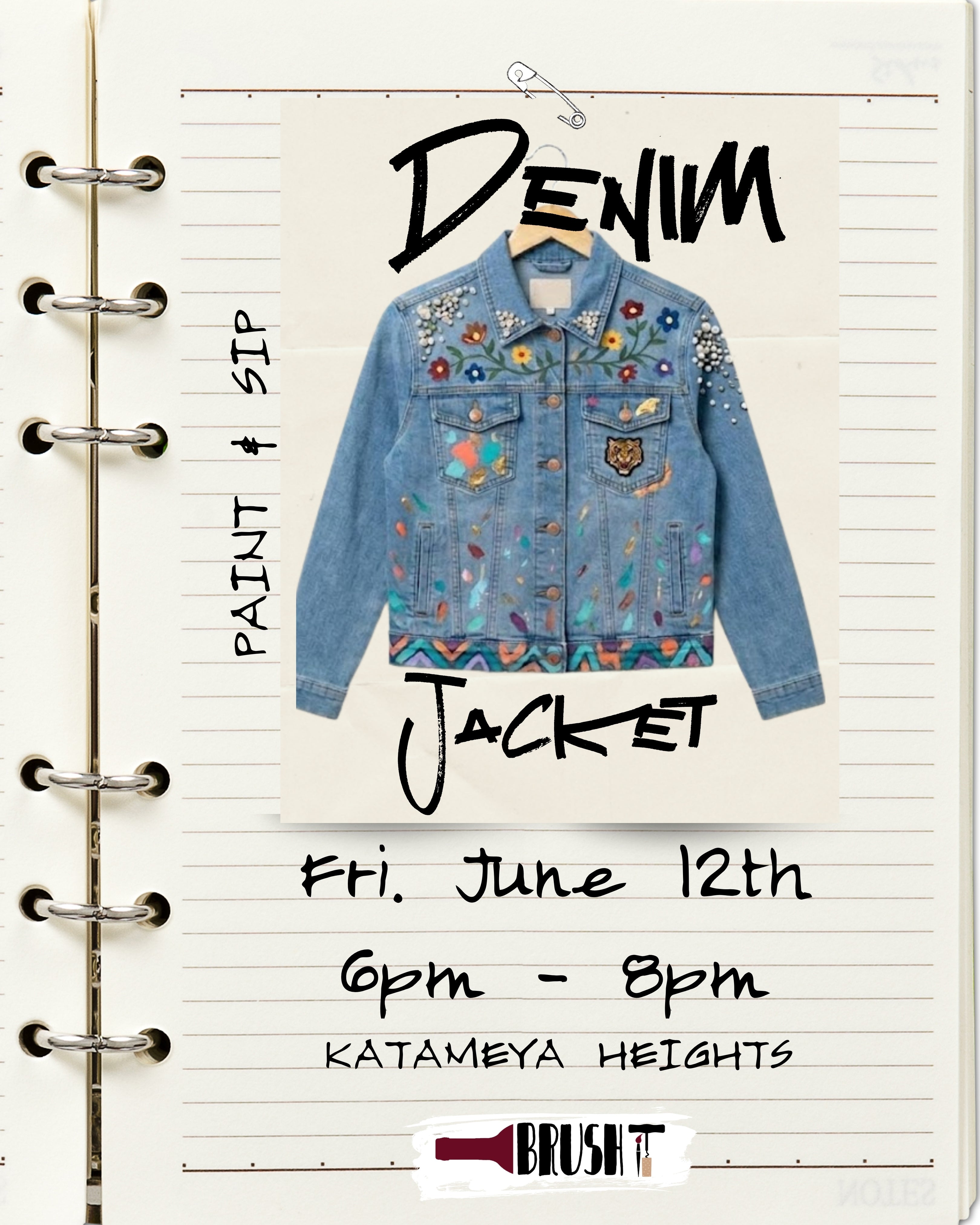*DENIM JACKET* Friday, June 12th - 6:00 pm - 8:00 pm - BRUSH IT STUDIO - KATAMEYA HEIGHTS - NEW CAIRO