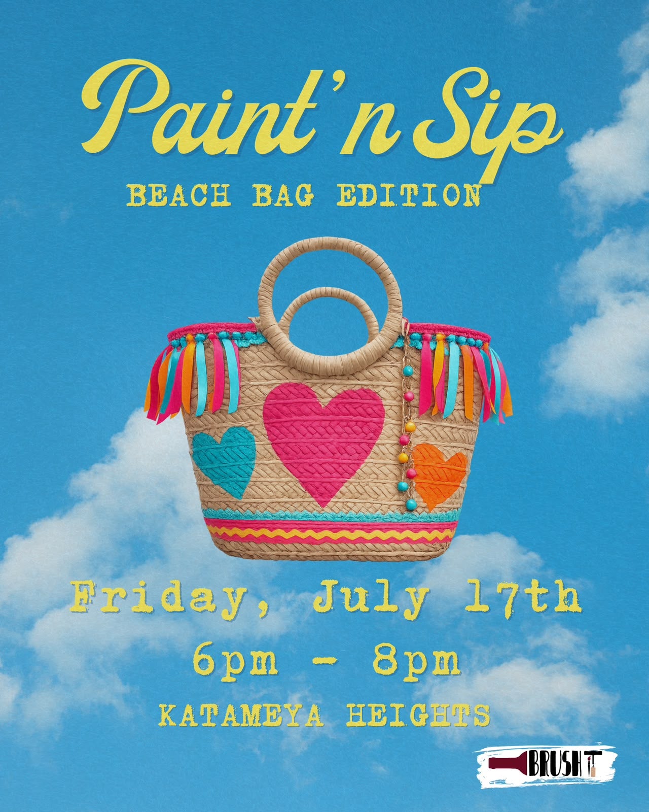 *Beach Bags* Friday, July 17th - 6:00 pm - 8:00 pm - BRUSH IT STUDIO - KATAMEYA HEIGHTS - NEW CAIRO