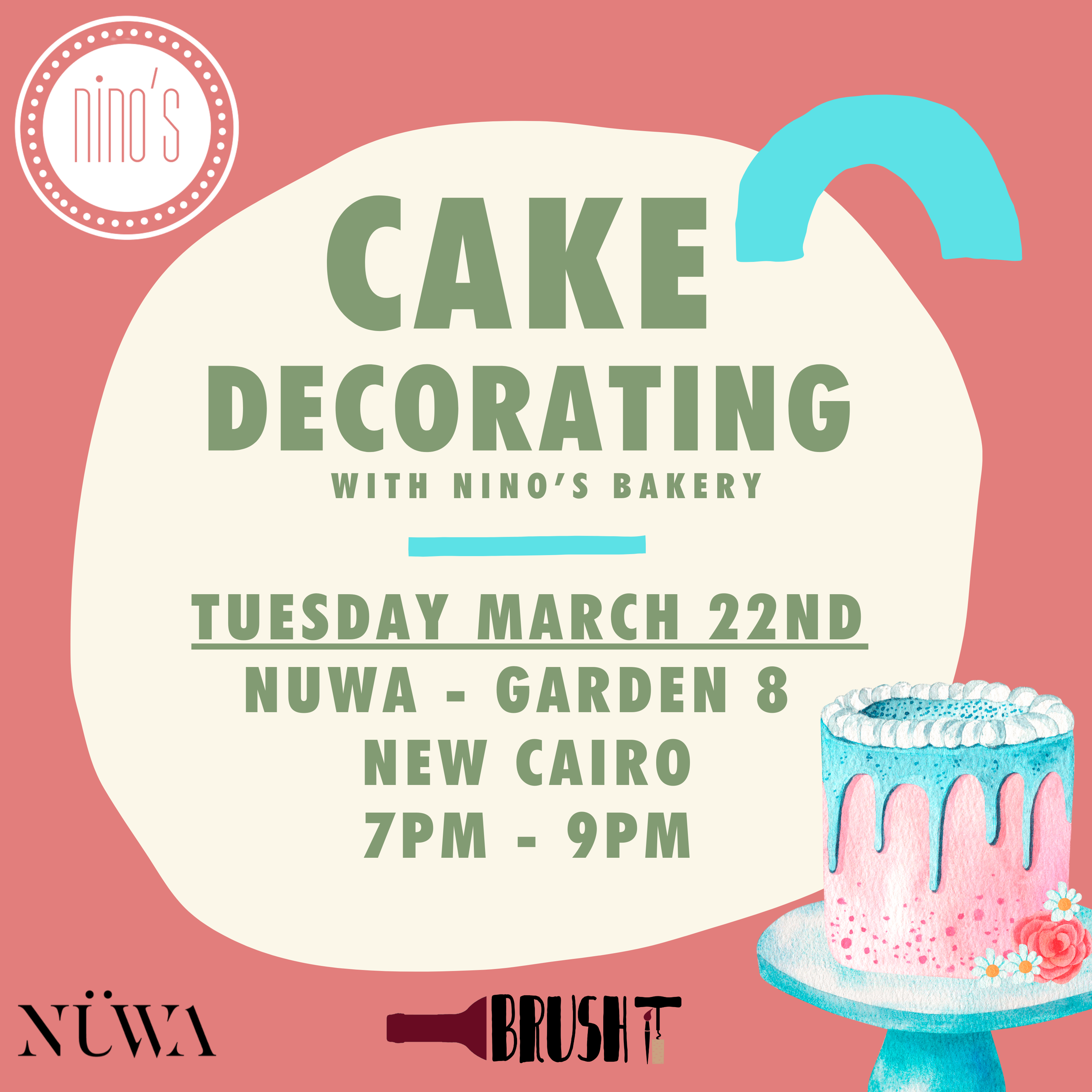 *CAKE DECORATING* TUESDAY, March 22nd - 7:00 pm - 9:00 pm - NEW CAIRO - NUWA - GARDEN 8